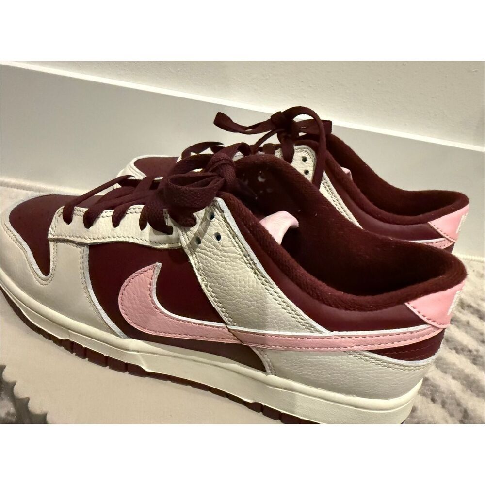 Nike Men's Dunk Low Retro Prm Valentines Day 2023 Sneakers Burgundy & Tan Size 9